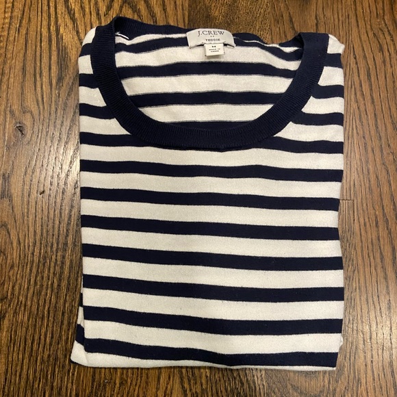 J Crew navy striped light sweater size Medium - Picture 3 of 4